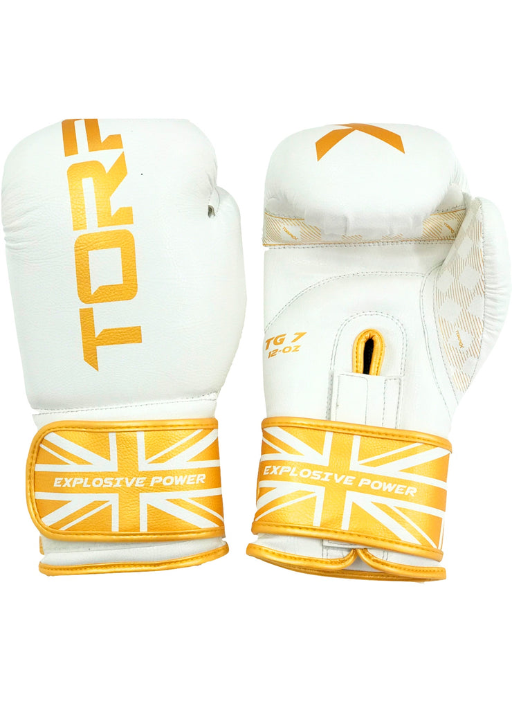 SignatureGold Boxing Gloves - White