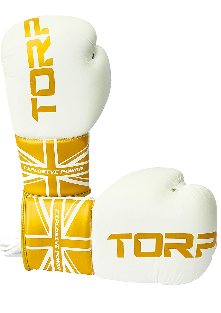 - SignatureGold Laced Boxing Gloves - White