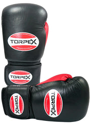 APEX Premium Leather Boxing Gloves - Black/Red