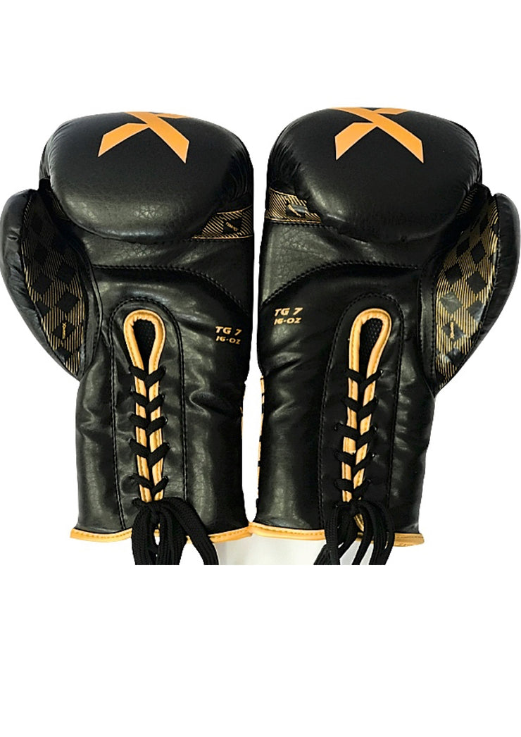 SignatureGold Laced Boxing Gloves - Black