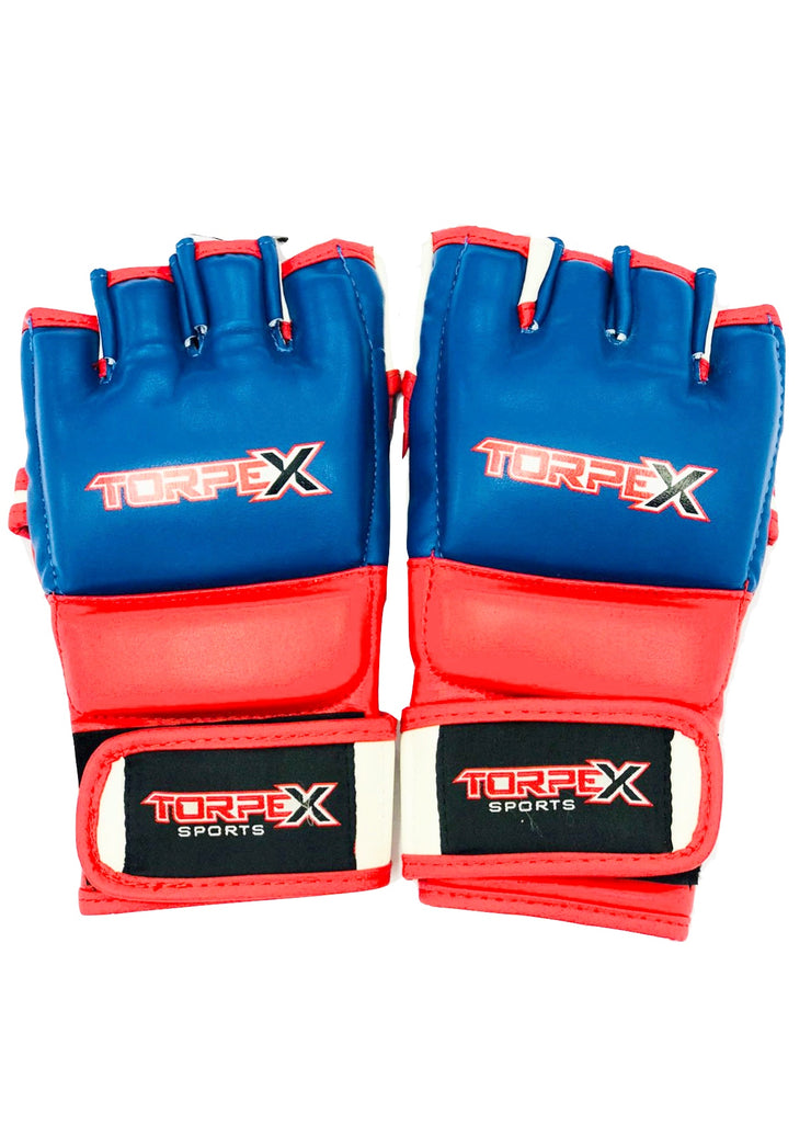 Blue, White & Red MMA Gloves