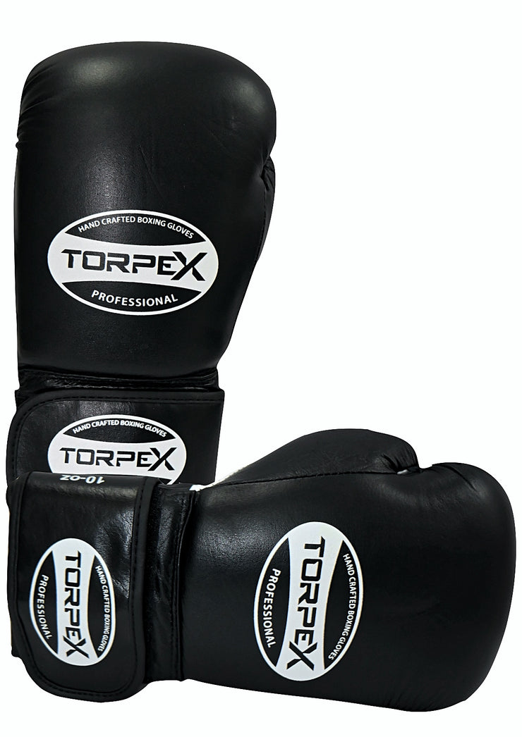 APEX Premium Leather Boxing Gloves - Black