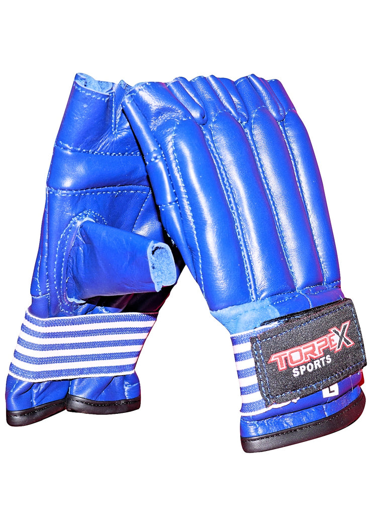 Blue Cowhide Leather Bag Gloves