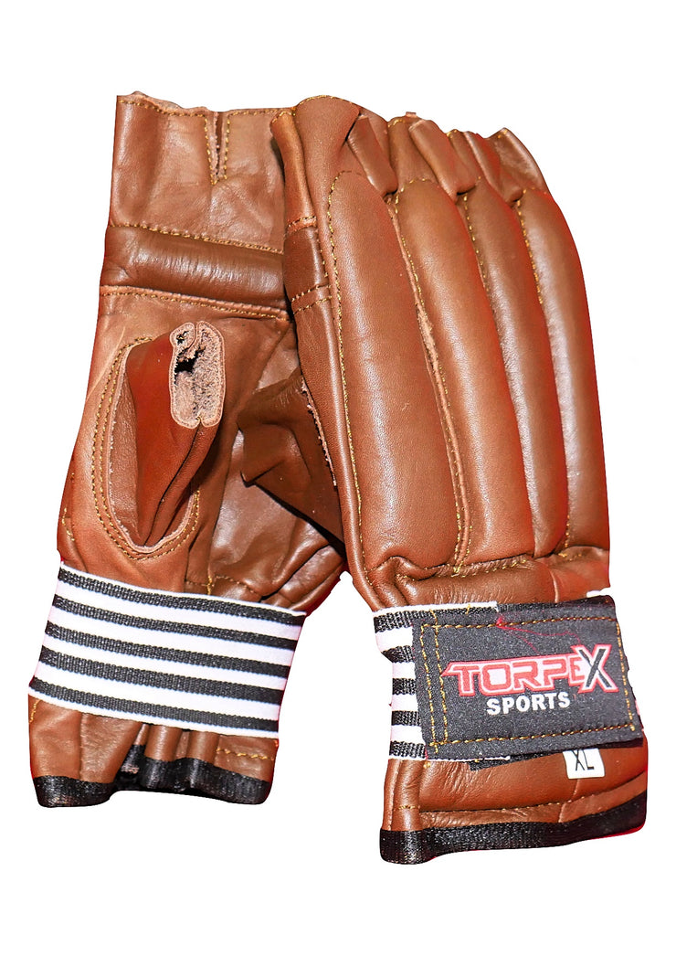 Brown Cowhide Leather Bag Gloves