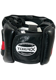 APEX Premium Leather Headguard with Nosebar - Black/Red