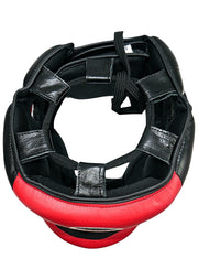 APEX Premium Leather Headguard with Nosebar - Black/Red