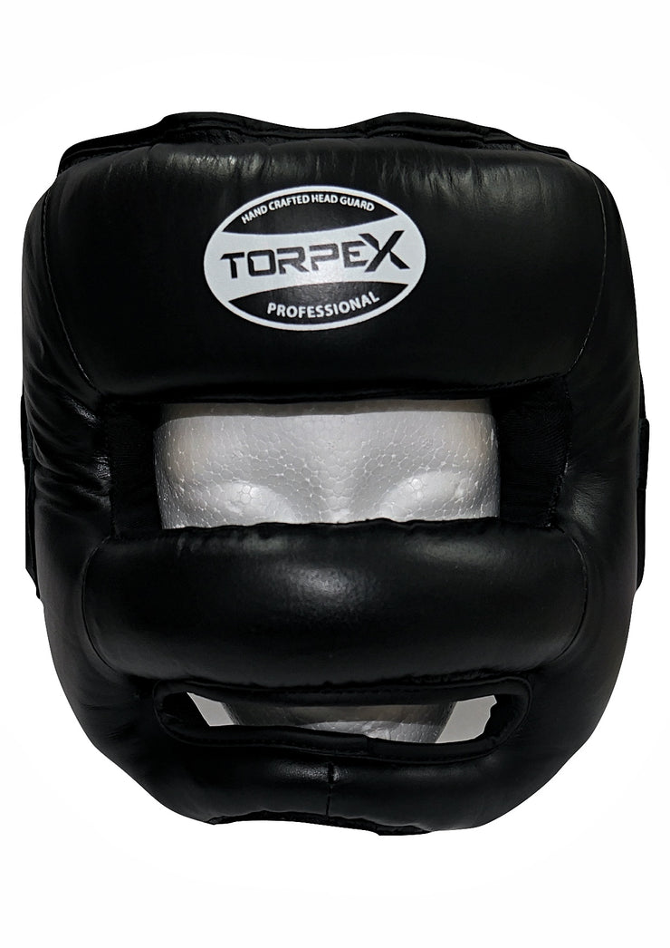 APEX Premium Leather Headguard with Nosebar - Black