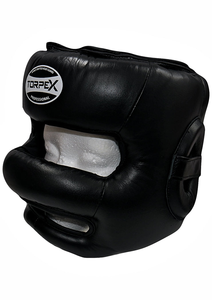 APEX Premium Leather Headguard with Nosebar - Black