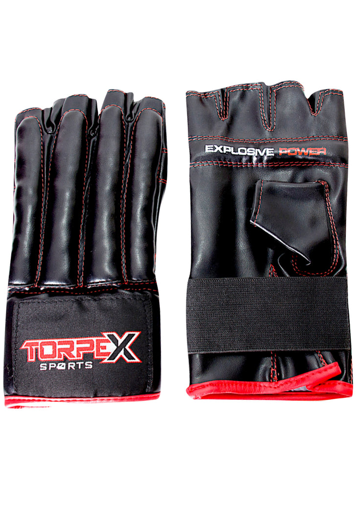 Black/Red Fingerless Bag Gloves