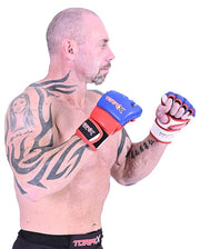Blue, White & Red MMA Gloves